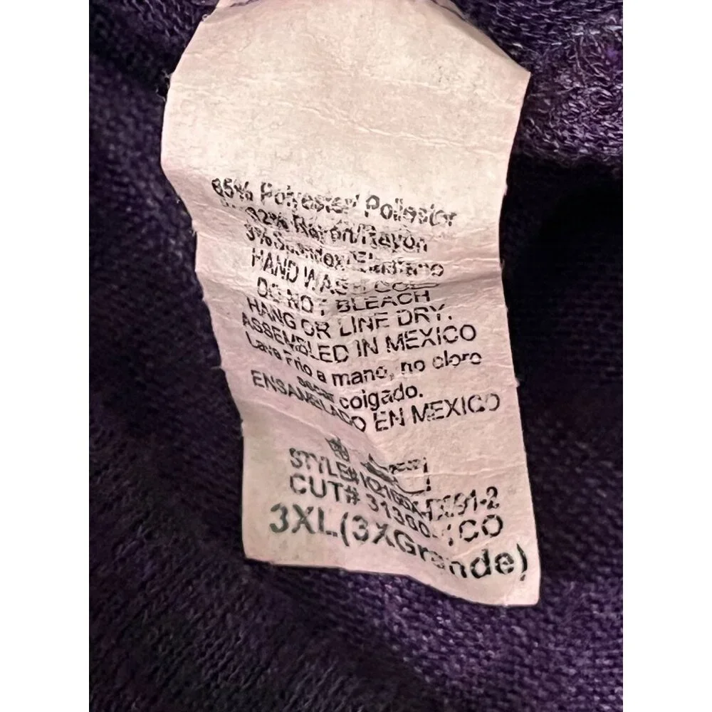 Andrea Purple Striped Top Womens Knit Shirt Dolman Short Sleeve Plus Size 3X - Picture 12 of 16